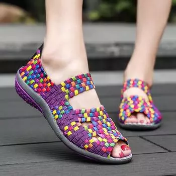 Летние женские сандалии повседневные мягкие легкие туфли для медсестер сандалии больших размеров на плоской подошве туфли Мэри Джейн с открытым носком EU: 35