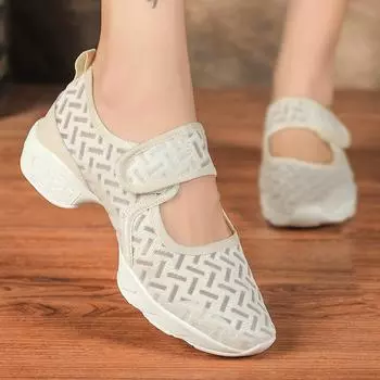 Летние женские кроссовки, удобные повседневные танцевальные сандалии для медсестры больших размеров, балетки Мэри Джейн на плоской подошве, танцевальная обувь EU: 35 чёрный