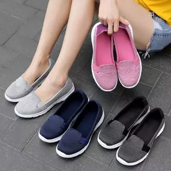 Летние женские кроссовки Slip on, удобные повседневные туфли для медсестер, большие размеры, туфли на плоской подошве, легкие розовые туфли для мам EU: 35 чёрный