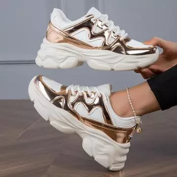 Летние женские кроссовки в сетку, повседневная уличная обувь на шнуровке, удобная обувь с низким берцем, летняя дышащая обувь 36 золотой