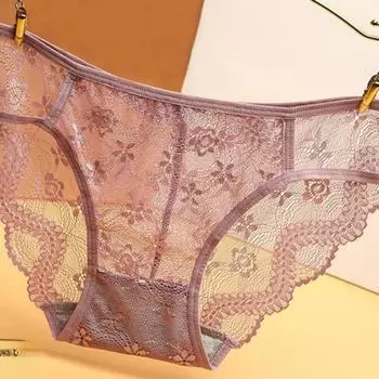 Летние женские кружевные трусики с цветочным принтом, нижнее белье с низкой посадкой, модные кружевные трусы, женские мягкие трусы, нижнее белье M 42.5-52.5kg красный