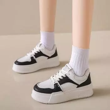Летние женские маленькие белые туфли, новые черные женские кроссовки на толстой подошве на плоской подошве, летняя модная нескользящая женская повседневная обувь 35