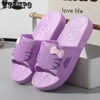 Летние женские милые сдобные нескользящие домашние сандалии на толстой подошве на плоском каблуке, домашние и уличные пляжные тапочки 36 розовый
