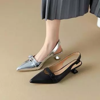 Летние женские модельные туфли, босоножки с острым носком, туфли-лодочки на низком каблуке с пряжкой, туфли без шнуровки из лакированной кожи Zapatos De Mujer