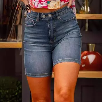 Летние женские модели Тонкие джинсовые шорты в стиле ретро S синий