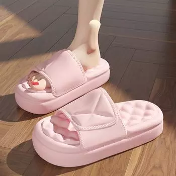 Летние женские модные бесшумные нескользящие тапочки на толстой подошве 36 красный