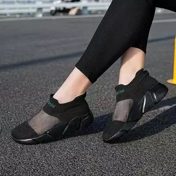 Летние женские модные дышащие прозрачные сетчатые кроссовки на мягкой подошве