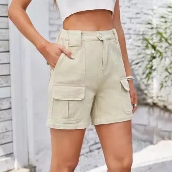 Летние женские модные джинсы со средней талией, джинсовые шорты, повседневные эластичные джинсы S зелёный