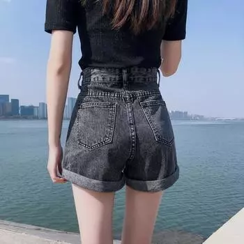 Летние женские модные и повседневные тонкие однотонные джинсовые шорты XXL белый