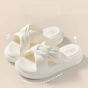 Летние женские модные нескользящие пляжные тапочки на толстой подошве 36 белый