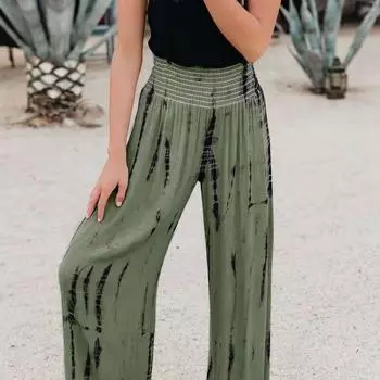 Летние женские модные полосатые брюки с высокой талией, свободные широкие брюки S серый