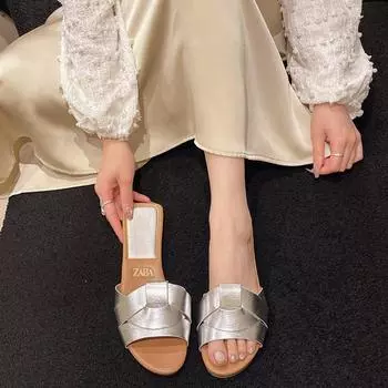 Летние женские модные сандалии на плоской подошве 2024 года - тапочки большого размера в африканском стиле 39 коричневый