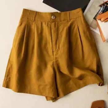 Летние женские модные широкие шорты, однотонные плиссированные удобные короткие брюки XL чёрный