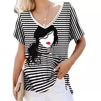 Летние женские модные удобные футболки в стиле Харадзюку с 3D принтом для девочек в африканском стиле, удобные футболки, пуловер с короткими рукавами Y2k 5XL