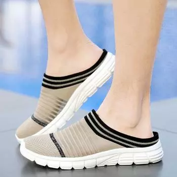 Летние женские мокасины, сандалии, тапочки без застежек, повседневная обувь, унисекс, тканевая пара, туфли для мужчин, большие размеры, легкие, 36-46 EU:36 чёрный