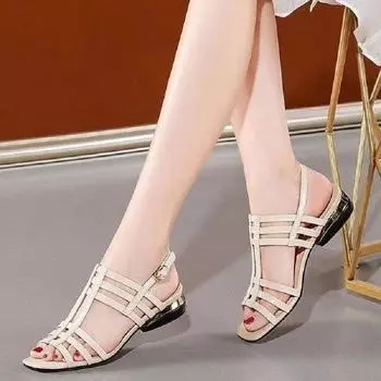 Летние женские мягкие модные сандалии на большом каблуке 41 белый