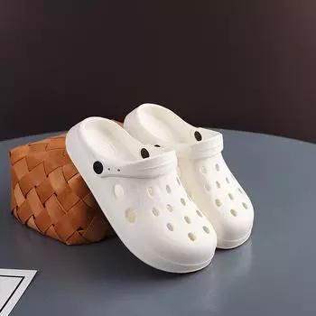 Летние женские/мужские модные нескользящие сандалии с мягкой подошвой и закрытым носком для ношения на открытом воздухе 2024 года - пляжные тапочки с толстой подошвой 38-39 белый