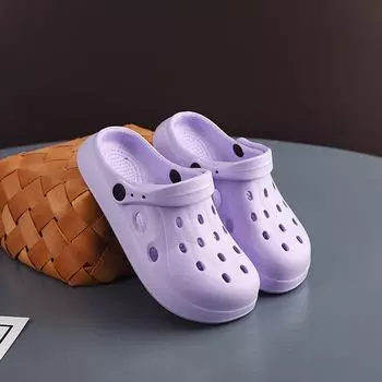 Летние женские/мужские модные нескользящие сандалии с мягкой подошвой и закрытым носком для ношения на открытом воздухе 2024 года - пляжные тапочки с толстой подошвой 36-37 фиолетовый