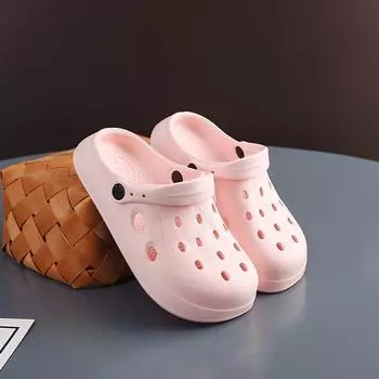 Летние женские/мужские модные нескользящие сандалии с мягкой подошвой и закрытым носком для ношения на открытом воздухе 2024 года - пляжные тапочки с толстой подошвой 38-39 розовый