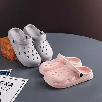 Летние женские/мужские модные нескользящие сандалии с мягкой подошвой и закрытым носком для ношения на открытом воздухе 2024 года - пляжные тапочки с толстой подошвой 40-41 фиолетовый