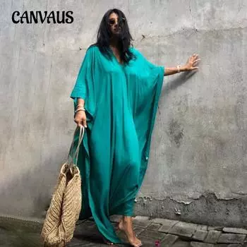 Летние женские накидки больших размеров, свободные пляжные накидки, сексуальный пуловер с v-образным вырезом, рубашка от солнца One Size белый