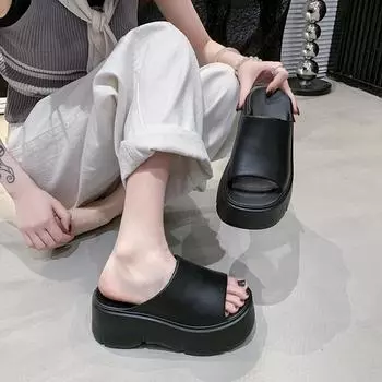 Летние женские нескользящие тапочки на толстой подошве, повседневная женская обувь для отдыха на открытом воздухе, удобные пляжные тапочки на плоской подошве 36-37