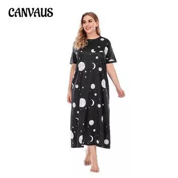 Летние женские ночные рубашки размера плюс, платье-футболка, домашняя одежда, свободные длинные платья 0XL чёрный