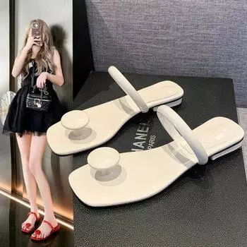 летние женские новые квадратные сандалии/тапочки с плоским дном, плетеные, женские, большого размера, пляжные, универсальные, для отдыха 36 красный