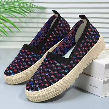 Летние женские новые одинарные туфли, дышащие и повседневные туфли для мам, удобная обувь для пожилых людей 36 чёрный