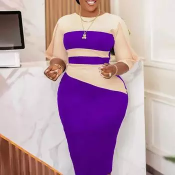 Летние женские однотонные платья с разрезными рукавами S чёрный