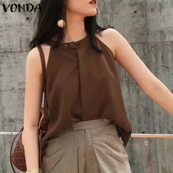 Летние женские однотонные жилеты без рукавов VONDA