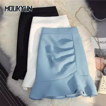 Летние женские офисные юбки женские винтажные повседневные сетчатые юбки с высокой талией короткая юбка S чёрный