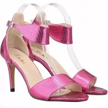 Летние женские пикантные сандалии с крокодиловым узором, кожаные туфли-лодочки на высоком каблуке с открытым носком, повседневная обувь с ремешком на щиколотке 35 золотой