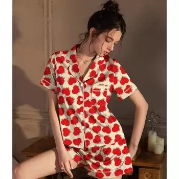 Летние женские пижамные комплекты, роскошные атласные шелковые пижамы с короткими рукавами, одежда для сна, домашняя одежда для отдыха, одежда для сна, пижамы для женщин M розовый