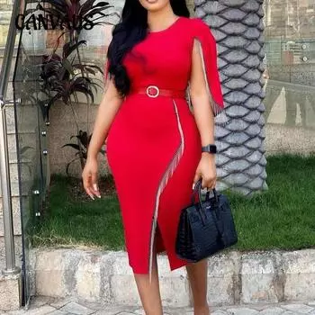 Летние женские платья больших размеров с кисточками на талии, тонкие сексуальные пакеты, платья с темпераментом на бедрах S зелёный