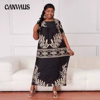 Летние женские платья больших размеров, длинное повседневное платье из ледяного шелка 1XL чёрный