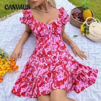 Летние женские платья Модные милые платья с короткими рукавами с открытой спиной и оборками S синий