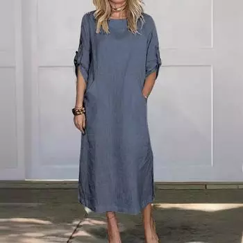 Летние женские платья, модные однотонные свободные повседневные платья S белый