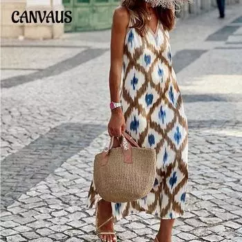 Летние женские платья Модные темпераментные платья средней длины с v-образным вырезом и разрезом S кофейный