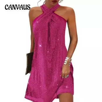 Летние женские платья модные темпераментные шеи без бретелек сексуальные платья с блестками S чёрный