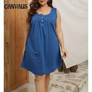 Летние женские платья на пуговицах плиссированные большие размеры свободные повседневные жилеты без рукавов платья XL красный