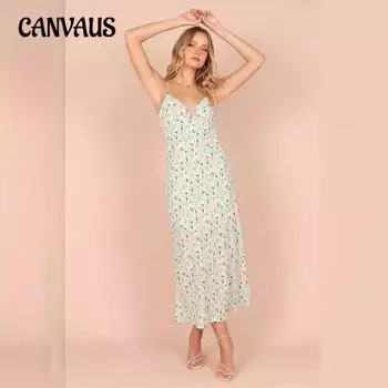 Летние женские платья Сексуальные платья с бретельками на бретельках С измельченным цветочным принтом в деревенском стиле Повседневные платья в праздничном стиле S разноцветный