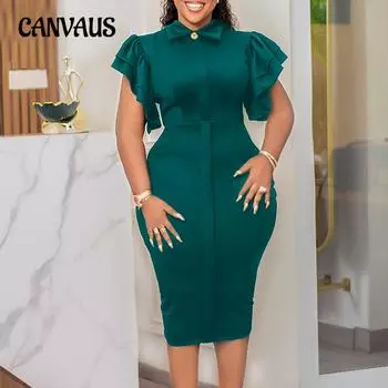 Летние женские платья Темпераментные модные элегантные платья с оборками и бедрами размера плюс S чёрный