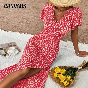 Летние женские платья Темпераментные синие тонкие платья с принтом в курортном стиле S чёрный