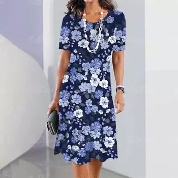 Летние женские платья в стиле бохо, ретро, повседневные, с цветочным принтом, элегантные и стильные, с короткими рукавами, для вечеринок S