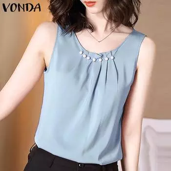 Летние женские плиссированные топы без рукавов VONDA