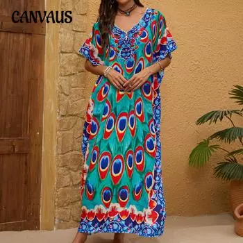 Летние женские пляжные накидки больших размеров, богемное длинное платье, праздничная рубашка от солнца, накидки на купальник One Size