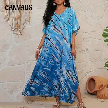 Летние женские пляжные накидки больших размеров, длинное пляжное платье с принтом, свободное бикини, солнцезащитный крем, купальник One Size