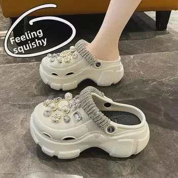 Летние женские пляжные сандалии на толстой подошве для дома и улицы 2024 года — модный комфорт для пар 38-39 (for size 37-38 feet)