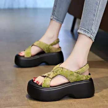 Летние женские пляжные сандалии с открытым носком на толстой подошве 33 чёрный